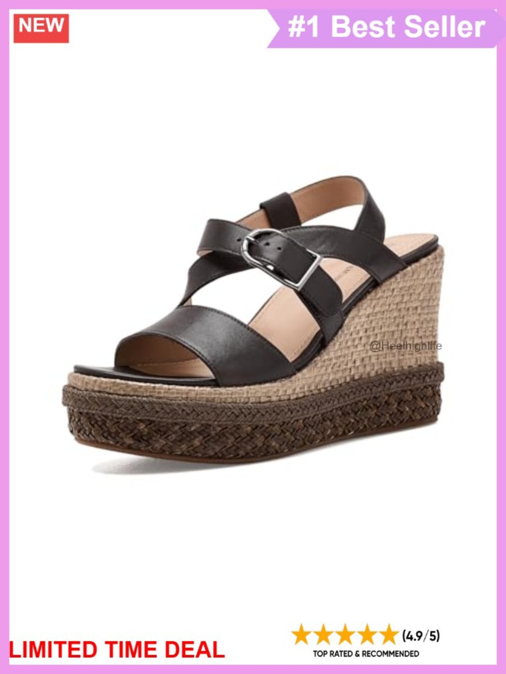 Nappa Leather Asymmetrical Platform Wedge Sandal TRUFOAM Ankle Strap Buckle